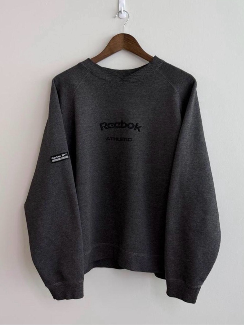 Vintage 90s Reebok Athletic Heather Grey Boxy Crewneck Sweatshirt XL
